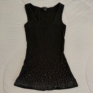 Express Black Tank Top with Sparkling Rhinestone Accents